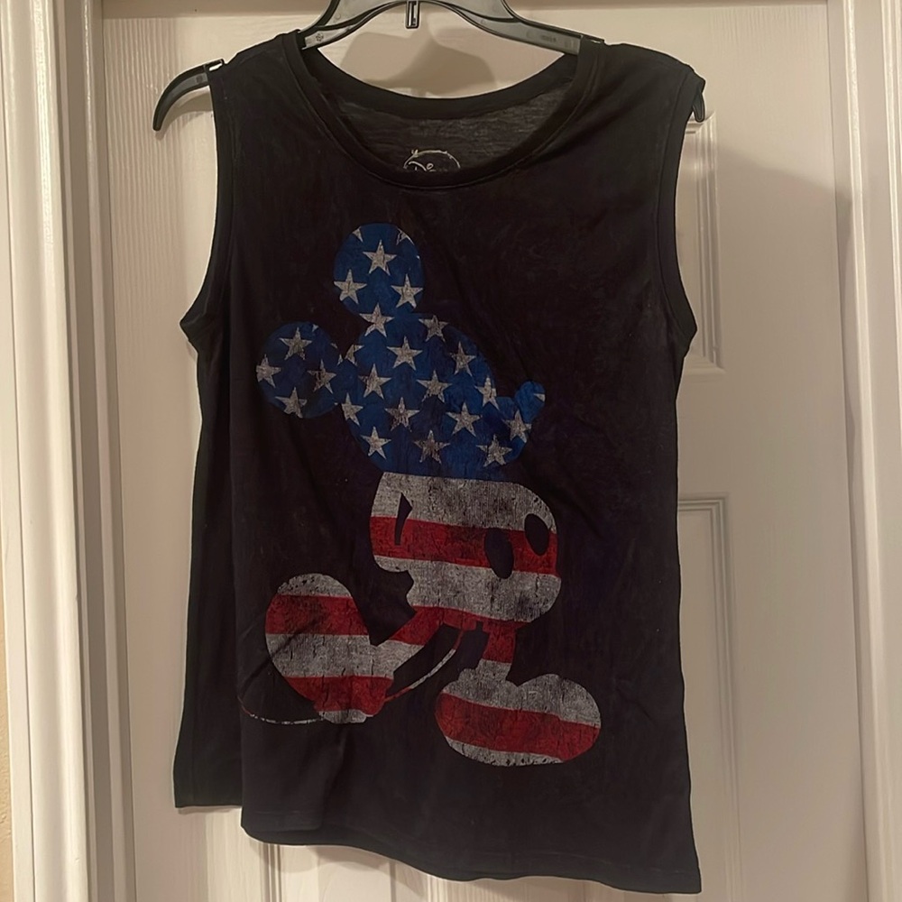 Ladies Women’s L Patriotic American Flag Mickey Mouse Shirt